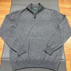 Alan Paine Cashmere Sweater Quarter Zip Mock Neck Grey Men Size UK 46 / EUR 54